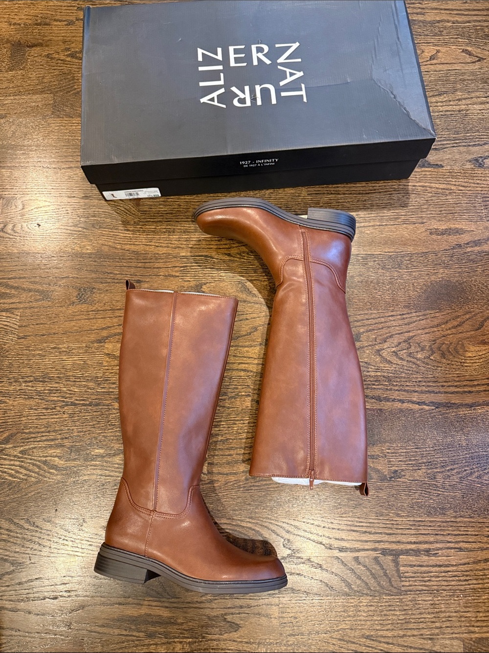 Naturalizer Tall Knee-High Riding Boots in Cognac Brown 9 1/2 wide